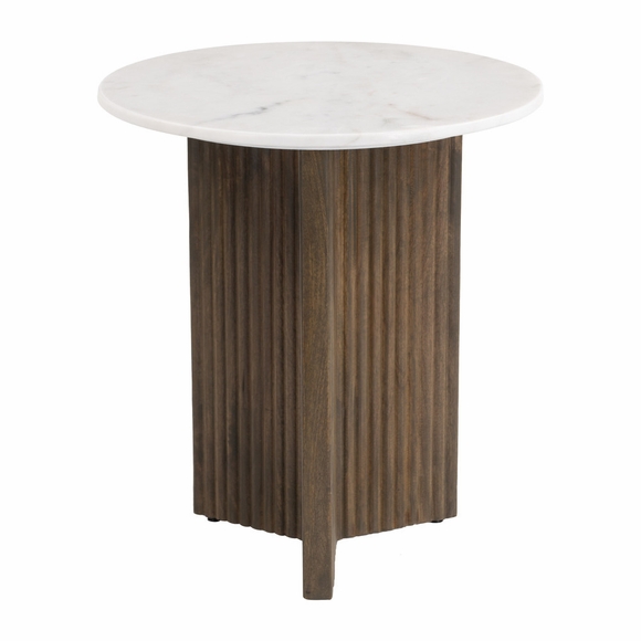 Tailo Side Table in White & Brass