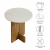 Tarin Acacia Wood and Marble Side Table in Natural
