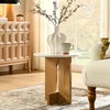 Tarin Acacia Wood and Marble Side Table in Natural