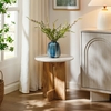 Tarin Acacia Wood and Marble Side Table in Natural