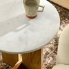 Tarin Acacia Wood and Marble Side Table in Natural