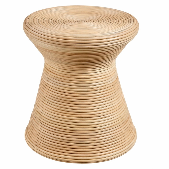 Tavi Hourglass Natural Rattan Round Side Table in Natural