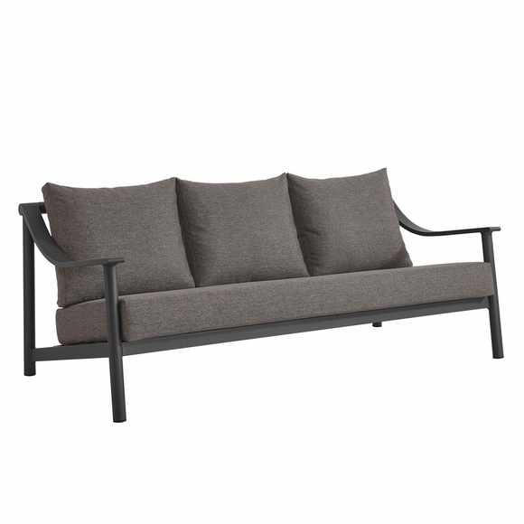 Terrace Outdoor Patio Aluminum Sofa in Carbon Graphite