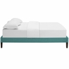 Tessie King Fabric Bed Frame with Squared Tapered Legs in Teal