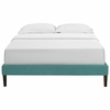 Tessie King Fabric Bed Frame with Squared Tapered Legs in Teal