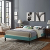 Tessie King Fabric Bed Frame with Squared Tapered Legs in Teal
