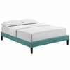 Tessie Queen Fabric Bed Frame with Squared Tapered Legs in Teal