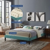 Tessie Queen Fabric Bed Frame with Squared Tapered Legs in Teal