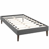 Tessie Twin Fabric Bed Frame with Squared Tapered Legs in Gray