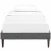 Tessie Twin Fabric Bed Frame with Squared Tapered Legs in Gray