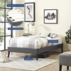 Tessie Twin Fabric Bed Frame with Squared Tapered Legs in Gray