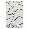 Therese Abstract Swirl 5x8 Area Rug in Ivory and Charcoal