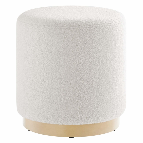 Tilden 16" Round Sherpa Upholstered Ottoman