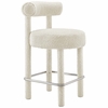 Toulouse Boucle Fabric Counter Stool in Ivory Silver