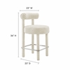Toulouse Boucle Fabric Counter Stool in Ivory Silver
