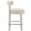 Toulouse Boucle Fabric Counter Stool in Ivory Silver