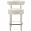 Toulouse Boucle Fabric Counter Stool in Ivory Silver