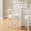 Toulouse Boucle Fabric Counter Stool in Ivory Silver