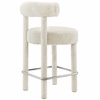 Toulouse Boucle Fabric Counter Stool Set of 2 in Ivory Silver