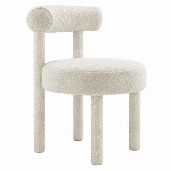 Toulouse Boucle Fabric Dining Chair in Ivory