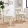 Toulouse Boucle Fabric Dining Chair Set of 2 in Ivory