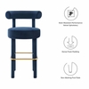 Toulouse Performance Velvet Bar Stool in Midnight Blue Gold