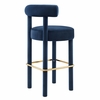 Toulouse Performance Velvet Bar Stool in Midnight Blue Gold