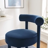 Toulouse Performance Velvet Bar Stool in Midnight Blue Gold