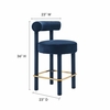 Toulouse Performance Velvet Counter Stool in Midnight Blue Gold