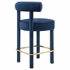 Toulouse Performance Velvet Counter Stool in Midnight Blue Gold