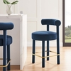Toulouse Performance Velvet Counter Stool in Midnight Blue Gold