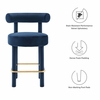 Toulouse Performance Velvet Counter Stool Set of 2 in Midnight Blue Gold