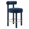 Toulouse Performance Velvet Counter Stool Set of 2 in Midnight Blue Gold