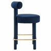 Toulouse Performance Velvet Counter Stool Set of 2 in Midnight Blue Gold
