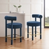 Toulouse Performance Velvet Counter Stool Set of 2 in Midnight Blue Gold