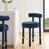 Toulouse Performance Velvet Counter Stool Set of 2 in Midnight Blue Gold