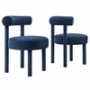 Toulouse Performance Velvet Dining Chair Set of 2 in Midnight Blue