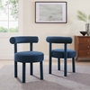 Toulouse Performance Velvet Dining Chair Set of 2 in Midnight Blue
