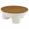 Tridome Round Boucle Upholstered Storage Coffee Table in Natural Ivory