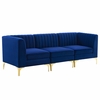 Triumph Channel Tufted Performance Velvet 3-Seater Sofa in Navy