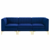 Triumph Channel Tufted Performance Velvet 3-Seater Sofa in Navy