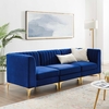 Triumph Channel Tufted Performance Velvet 3-Seater Sofa in Navy