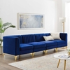 Triumph Channel Tufted Performance Velvet 4-Seater Sofa in Navy