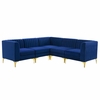 Triumph Channel Tufted Performance Velvet 5-Piece Sectional Sofa MID-4350 in Navy