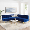 Triumph Channel Tufted Performance Velvet 5-Piece Sectional Sofa MID-4351 in Navy