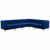 Triumph Channel Tufted Performance Velvet 6-Piece Sectional Sofa in Navy