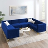Triumph Channel Tufted Performance Velvet 8-Piece Sectional Sofa in Navy