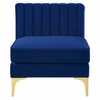 Triumph Channel Tufted Performance Velvet Armless Chair in Navy