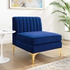 Triumph Channel Tufted Performance Velvet Armless Chair in Navy