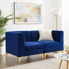Triumph Channel Tufted Performance Velvet Loveseat in Navy